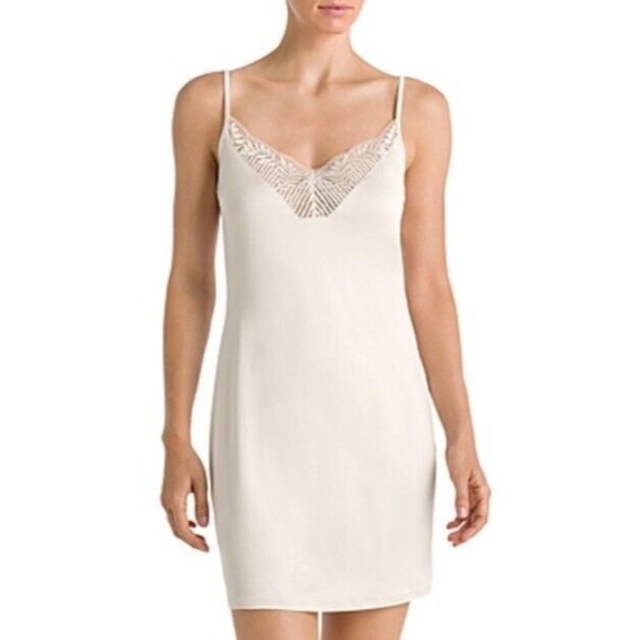 HANRO Irini Lace Insert Dress White Size Medium MSRP $198